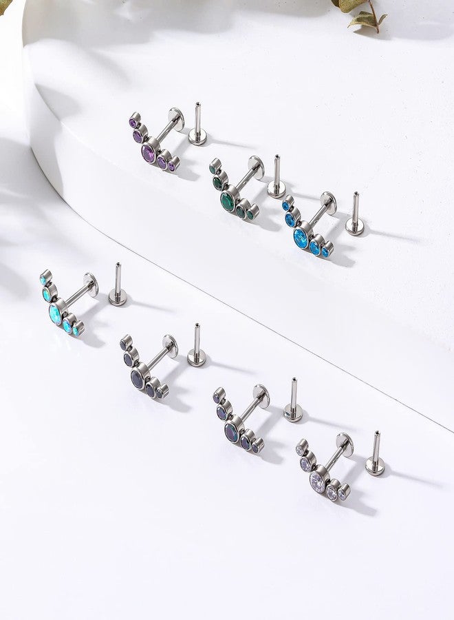 BelezaDosas G23 Titanium Labret Studs 16G Threadless Push-in Press Fit Cluster Tragus Helix Lobe Conch Rook Medusa Cartilage Monroe Push Back Earring Piercing Jewelry (5 clear cz) - Image 4